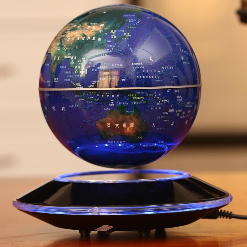 磁悬浮树脂工艺品 鹏凯创意新奇特磁悬浮6寸飞碟地球仪家居摆件