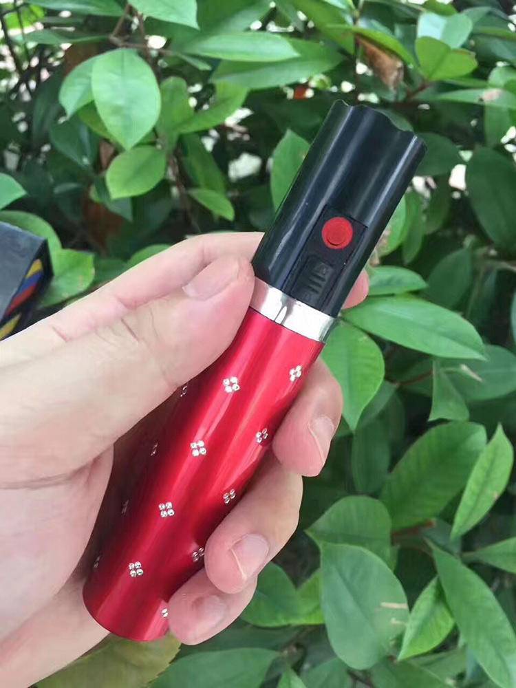 户外防狼电击棍强光手电筒女士防身口红款