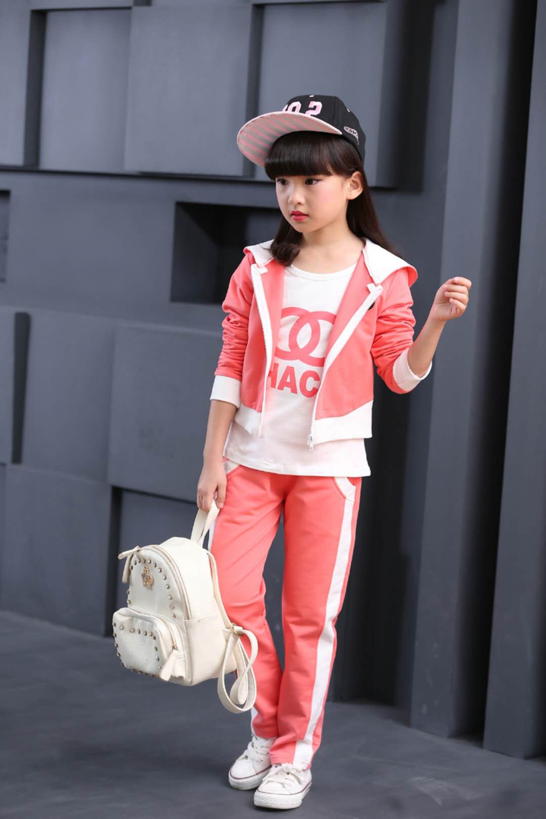 韩版童装儿童长袖运动服2018新款中大童春秋款女孩时尚三件套装潮