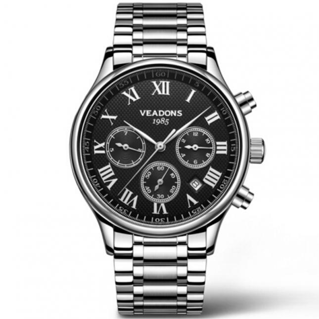 威顿(veadons)女士手表 钢带女表 夜光防水学生手表女 双历情侣手表一